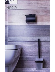 Goupillon de toilette de brosse NERO en laiton noir et verre 38,5 cm