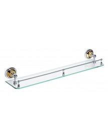 Tablette de douche murale en verre avec rail RETRO chromé doré 60 x8,7 x12 cm
