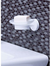 Porte-savon mural WHITE en laiton blanc et en verre 11 x 5,5 x 12,9cm Porte-savon mural WHITE en laiton blanc et en verre 11 x 5,5 x 12,9cm
