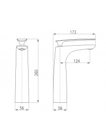 Mitigeur lavabo haut TIGRIS en chrome sans siphon