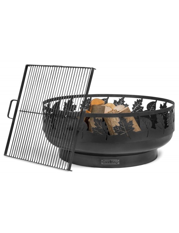 Brasero de jardin TORONTO décoré feuille en acier Ø80 cm