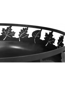 Brasero de jardin TORONTO décoré feuille en acier Ø80 cm