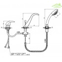 Mitigeur baignoire 3 trous DUNAJ avec cascade en laiton chromé
