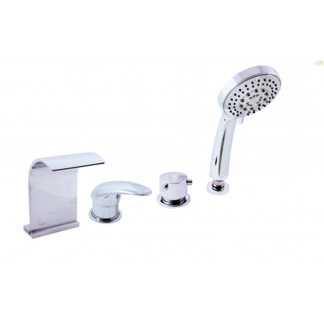 Mitigeur baignoire en chrome 4 trous avec cascade Mitigeur baignoire en chrome 4 trous avec cascade
