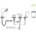 Mitigeur baignoire 4 trous DUNAJI avec cascade en laiton chromé