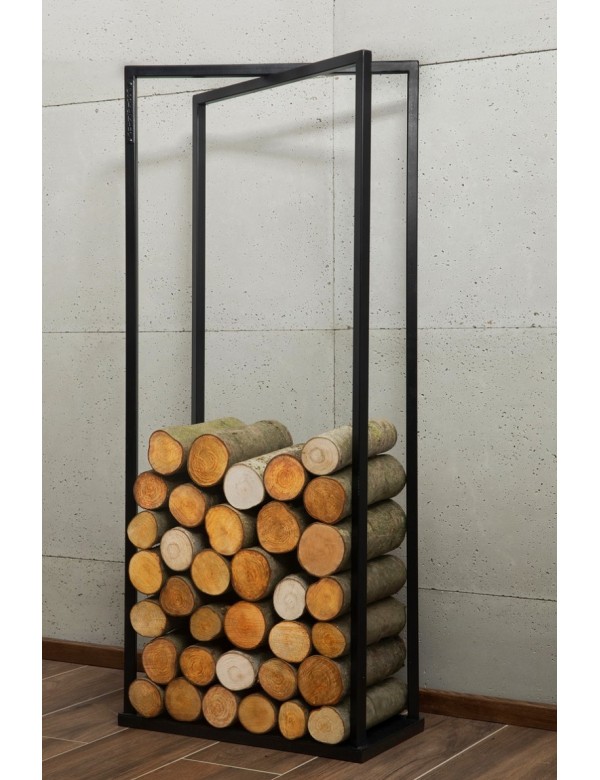 Porte buche bois de cheminée en acier noir - ONELINK