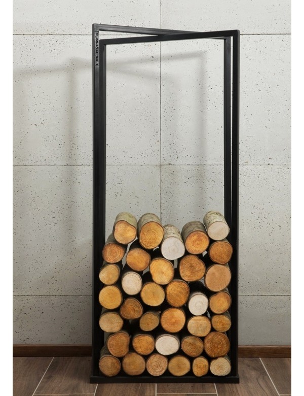 Porte bûches rectangulaire LUIS en acier noir 120x40x20 cm