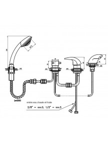 Mélangeur baignoire à cascade 4 trous en laiton