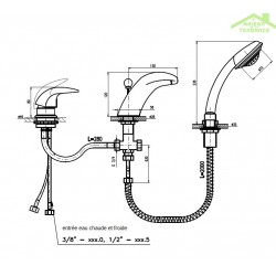 Mitigeur baignoire à cascade 3 trous 