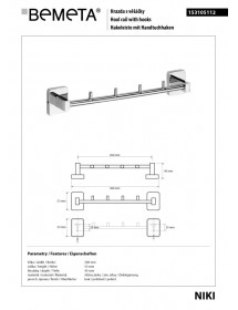 Patère quadruple en zinc NIKI 30 x5,3 x4,5 cm