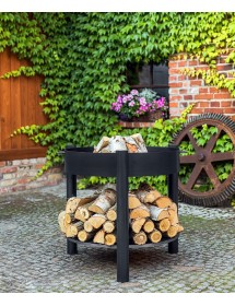 Brasero de jardin SOLAFA XL avec range bois en acier