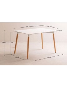 Table de salle à manger rectangulaire BOANA 120x80cm