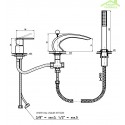 Mitigeur baignoire à cascade 3 trous avec inverseur laiton chromé