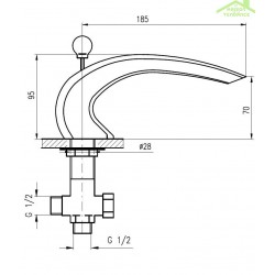 Mitigeur baignoire à cascade 3 trous avec inverseur laiton chromé