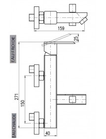 Mitigeur baignoire mural LOIRA en laiton chromé