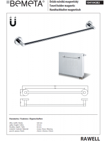 Porte-serviettes aimanté RAWELL pour radiateur 55x5,4x6,3 cm