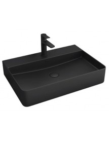 Vasque noir rectangulaire monotrou à poser 50x42x12 cm