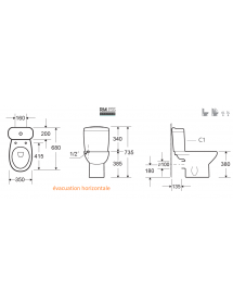 Pack WC Rimless sans bride à poser VENICE 71x68x35 cm