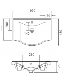 Lavabo suspendu BASIC rectangulaire 65x45x17,5 cm