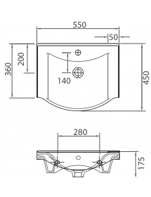 Lavabo suspendu BASIC rectangulaire 55x45x17,5 cm