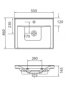 Lavabo suspendu SAVA rectangulaire 55x46x16,5 cm