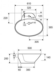 Vasque ovale à poser POCRE 61x49,5x20 cm en céramique
