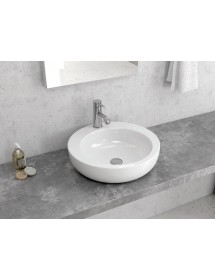 Vasque ronde à poser sur un meuble de bain 46x46x14 cm en céramique