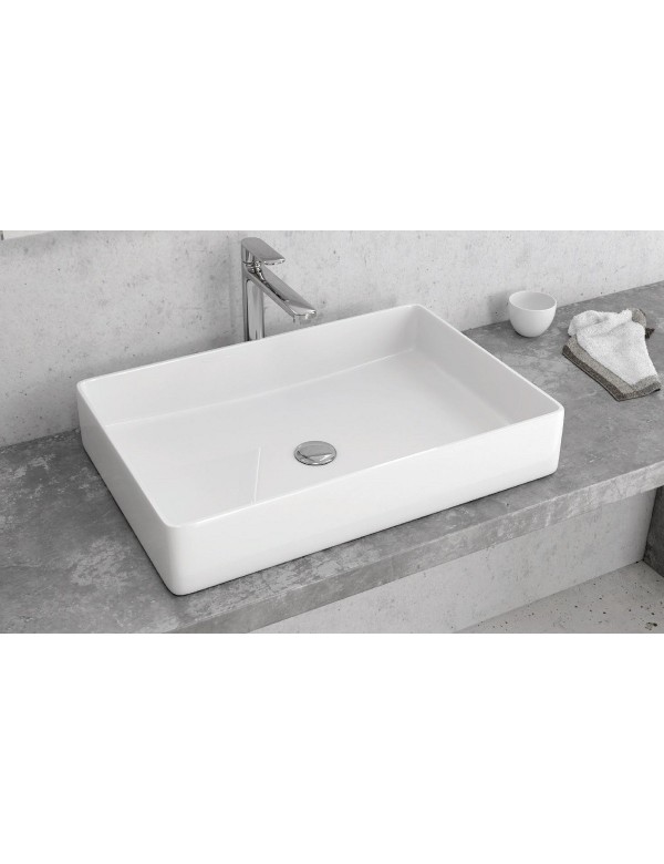 Vasque à poser sans trou rectangulaire DINE 60,5x40,5x11 cm