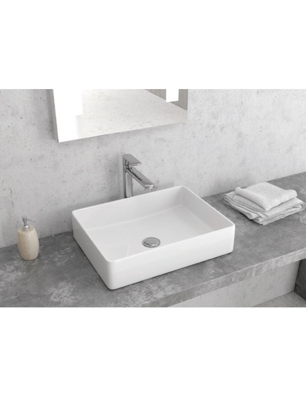 Vasque à poser sans trou rectangulaire ZOU-S 47x36x11 cm