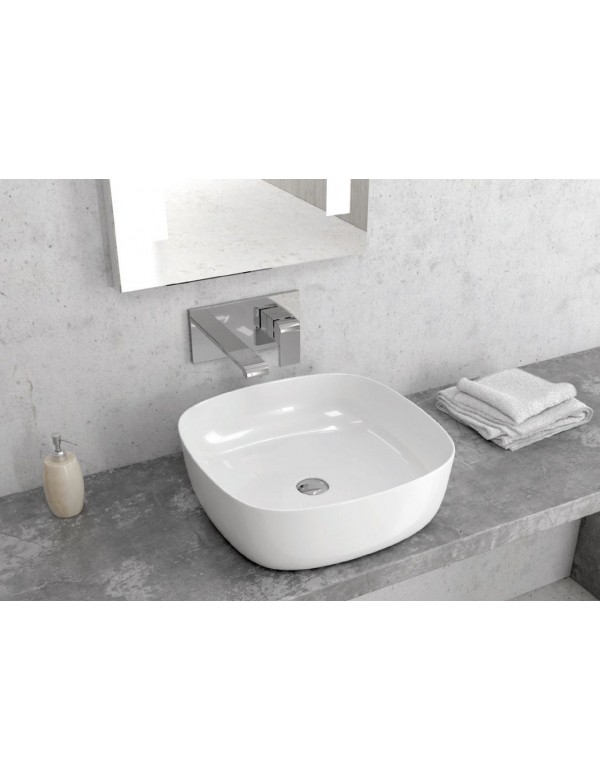 Vasque carrée à poser sans trou JEY 41x41x15 cm