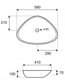 Vasque triangle à poser sans trou PREMIUM 59x41x10 cm