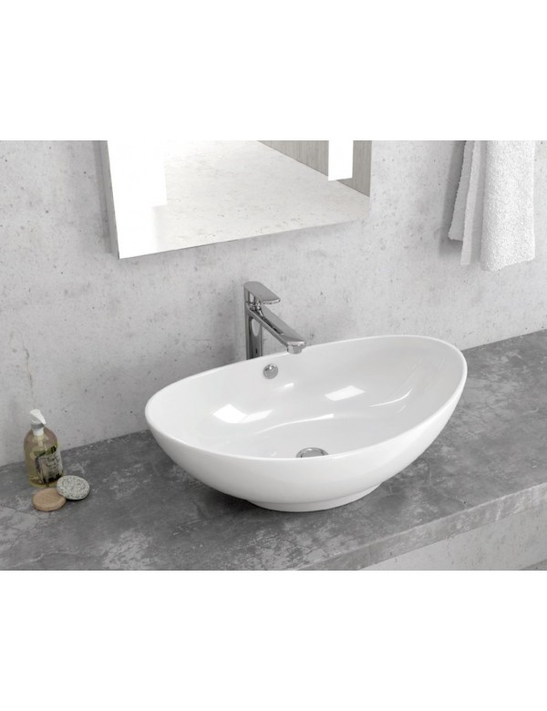 Vasque ovale à poser sans trou DINE 59x38,5x19 cm