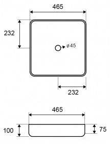 Vasque carrée à poser sans trou BE 46,5x46,5x10 cm