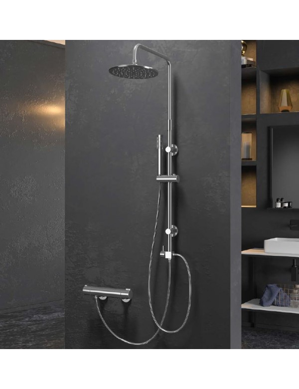 Set de douche mural chromé MAIRI avec douchette 128 cm Set de douche mural chromé MAIRI avec douchette 128 cm