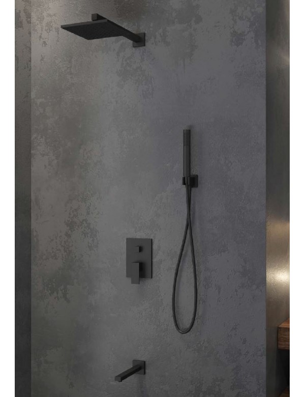 Ensemble de douche à encastrer DELOS avec douchette en laiton noir