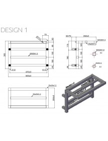 Radiateur sèche-serviette avec porte-serviette DESIGN 1 25 x50x 35 cm en chrome