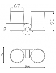 Porte-verre double COLORADO en chrome + 2 verres 16,6x9,6x7,6 cm