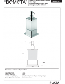 Distributeur de savon liquide en verre pose libre PLAZA 8x8x16,5 cm Distributeur de savon liquide en verre pose libre PLAZA 8x8x16,5 cm