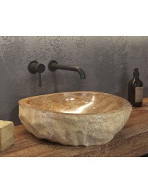 Vasque ronde ONYX à poser Ø40-45 x15 cm en pierre marron