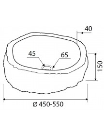 Vasque ronde RIVER à poser Ø50-55 x15 cm en pierre grise