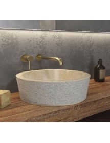 Vasque ronde TIMUR CREAM à poser Ø40 x15 cm en pierre