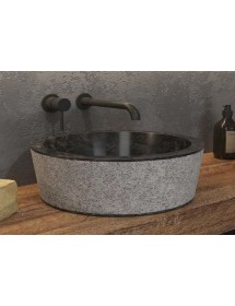 Vasque ronde TIMUR NERO à poser Ø40 x15 cm en pierre noire