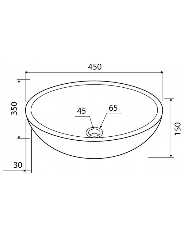 Vasque ovale LEONOR NERO à poser Ø45x35 x15 cm en pierre