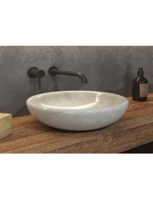 Vasque ovale SORA CREAM à poser Ø40 x12 cm en pierre