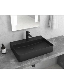 Vasque noir rectangulaire monotrou à poser 50x42x12 cm