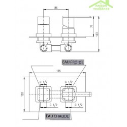 Mitigeur douche encastrable LOIRA avec arrêt automatique en laiton chromé Mitigeur douche encastrable LOIRA avec arrêt automatique en laiton chromé