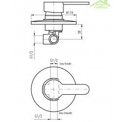 Mitigeur douche encastrable ZAMBEZE en chrome