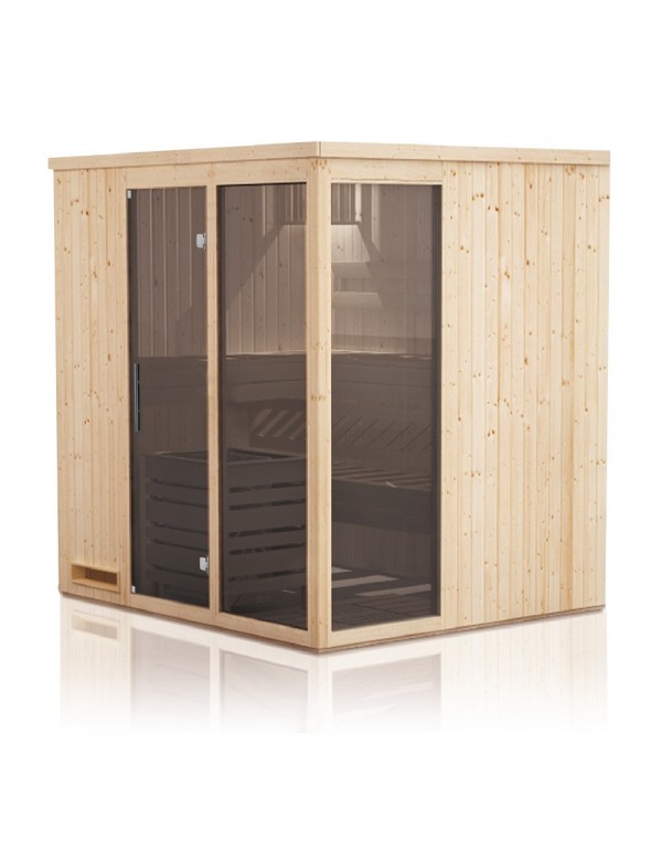 Sauna finlandais 2 fenêtres vitrées KILA 6/7 places 244x194 x H.199 cm