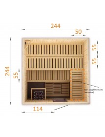 Sauna finlandais carré PERHE 7/8 places 244x244 x H.199 cm
