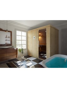Sauna finlandais carré vitrée PERHE 7/8 places 244x244 x H.199 cm